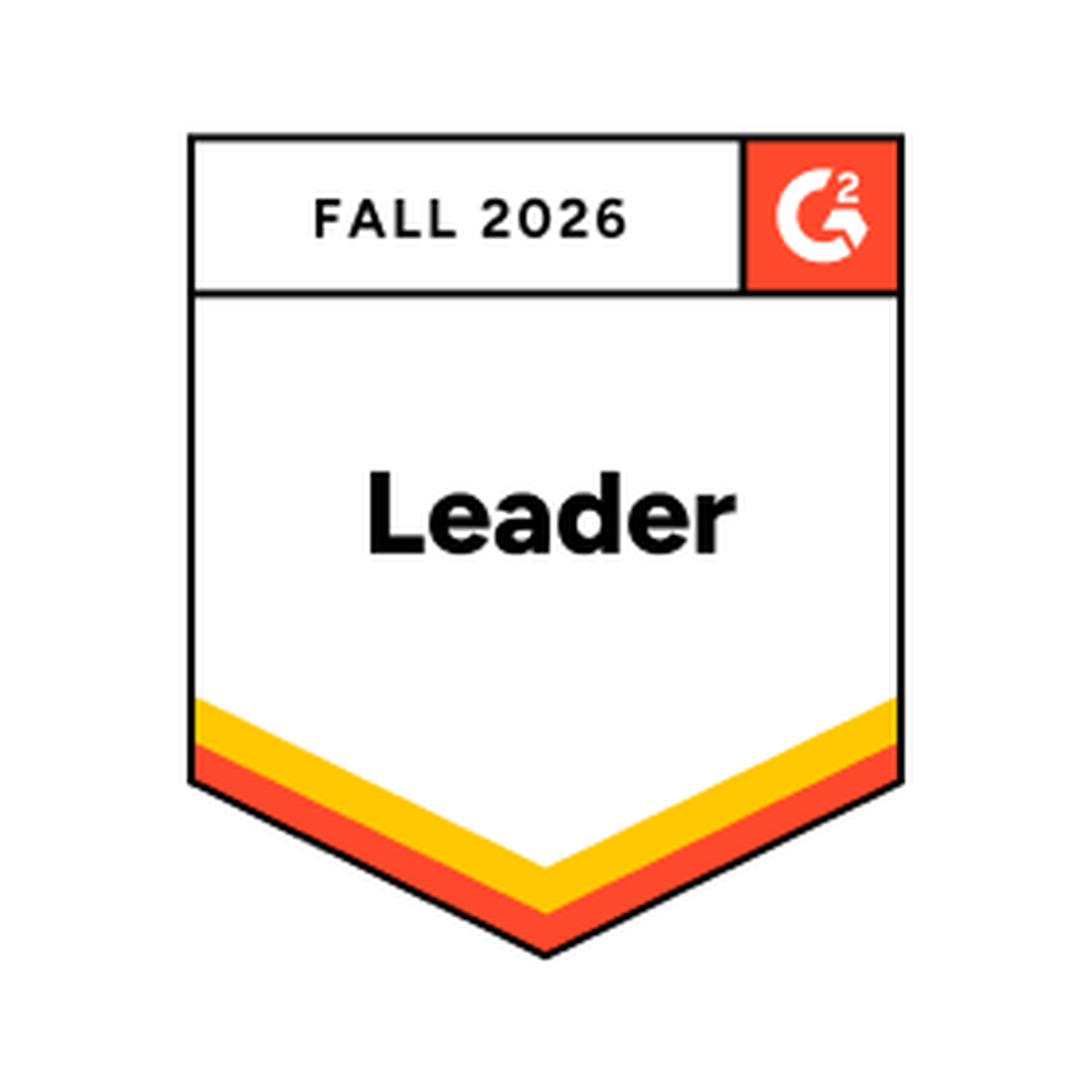 G2 Leader badge for Fall 2026, featuring a red, yellow, and white color scheme.