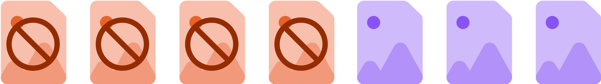 4 broken images and 3 normal images representing 4 out of 7 images that are inaccessible.