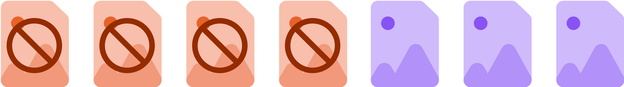 4 broken images and 3 normal images representing 4 out of 7 images that are inaccessible.