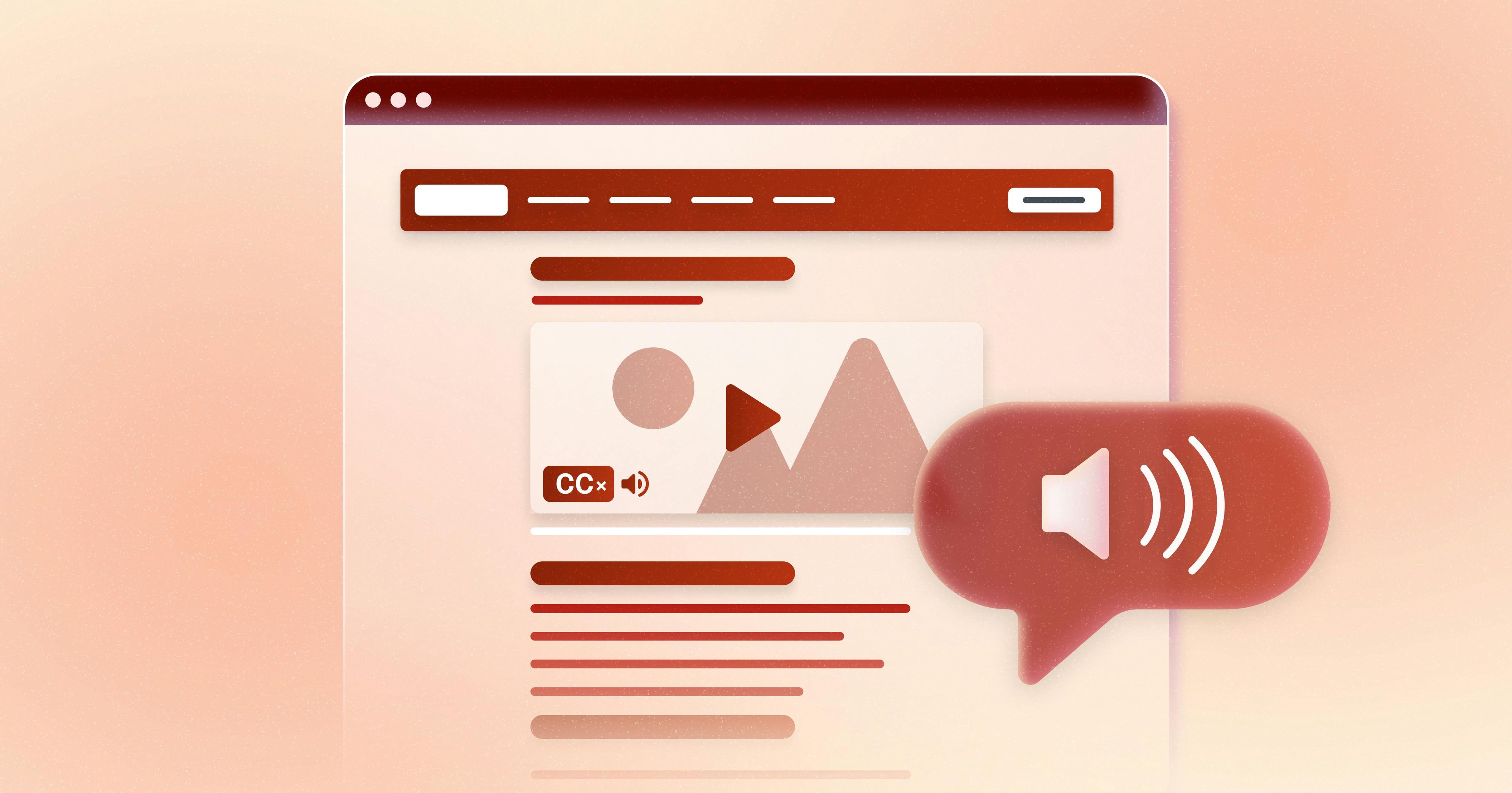 A stylized webpage with clear headers, short blocks of text, and closed captions for all audio content.