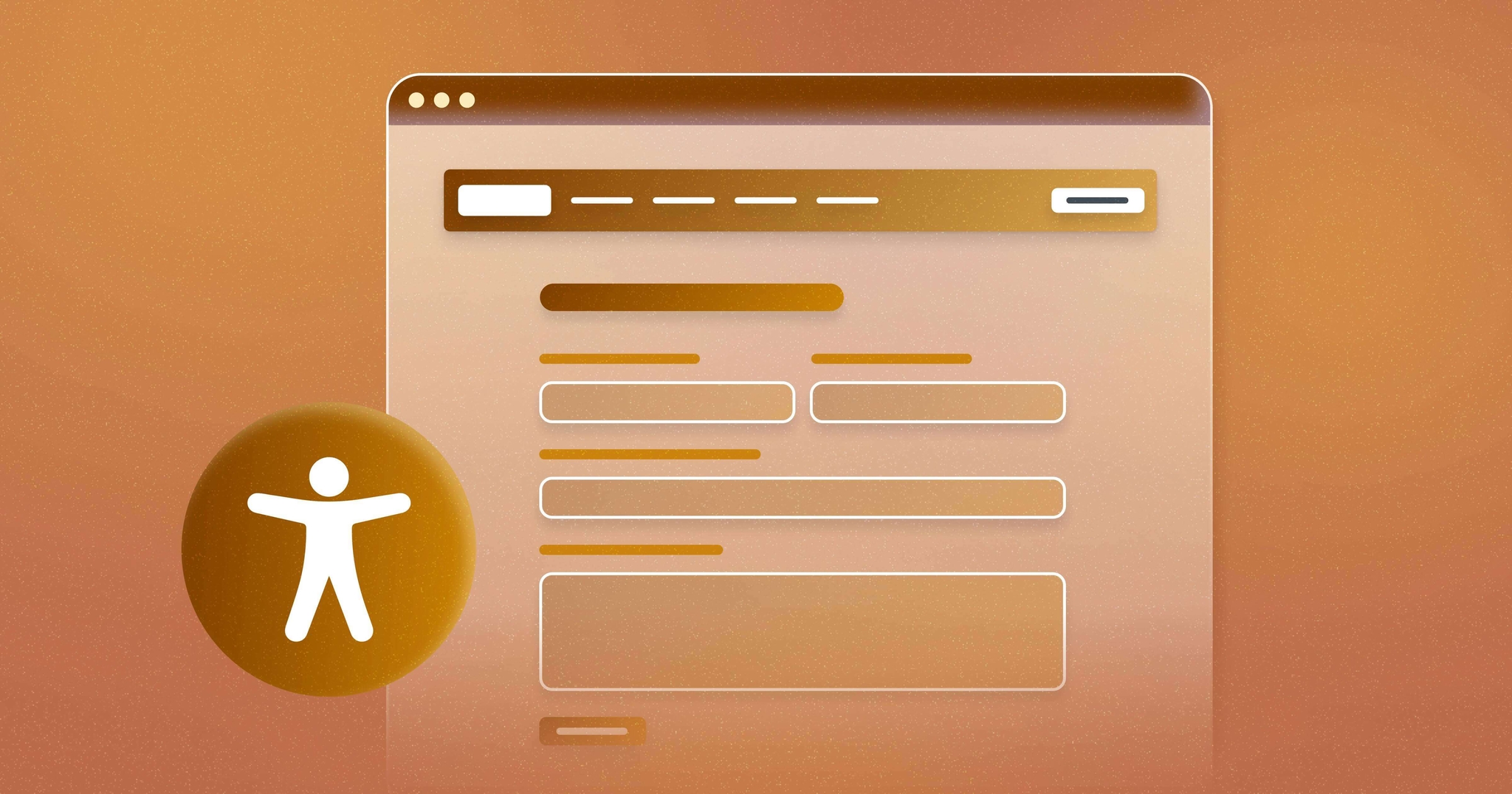 An empty form on a landing page, with an accessibility symbol in the lower left corner.