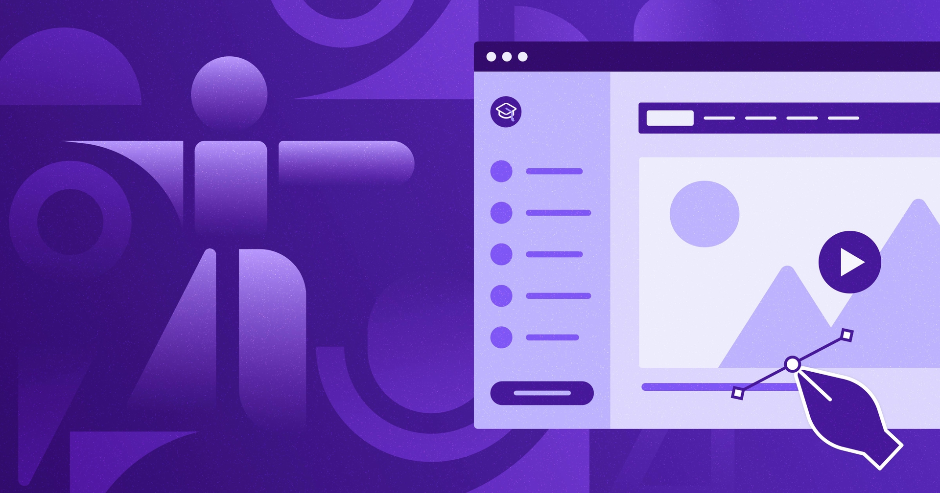 Stylized web browser next to a broken up accessibility icon.