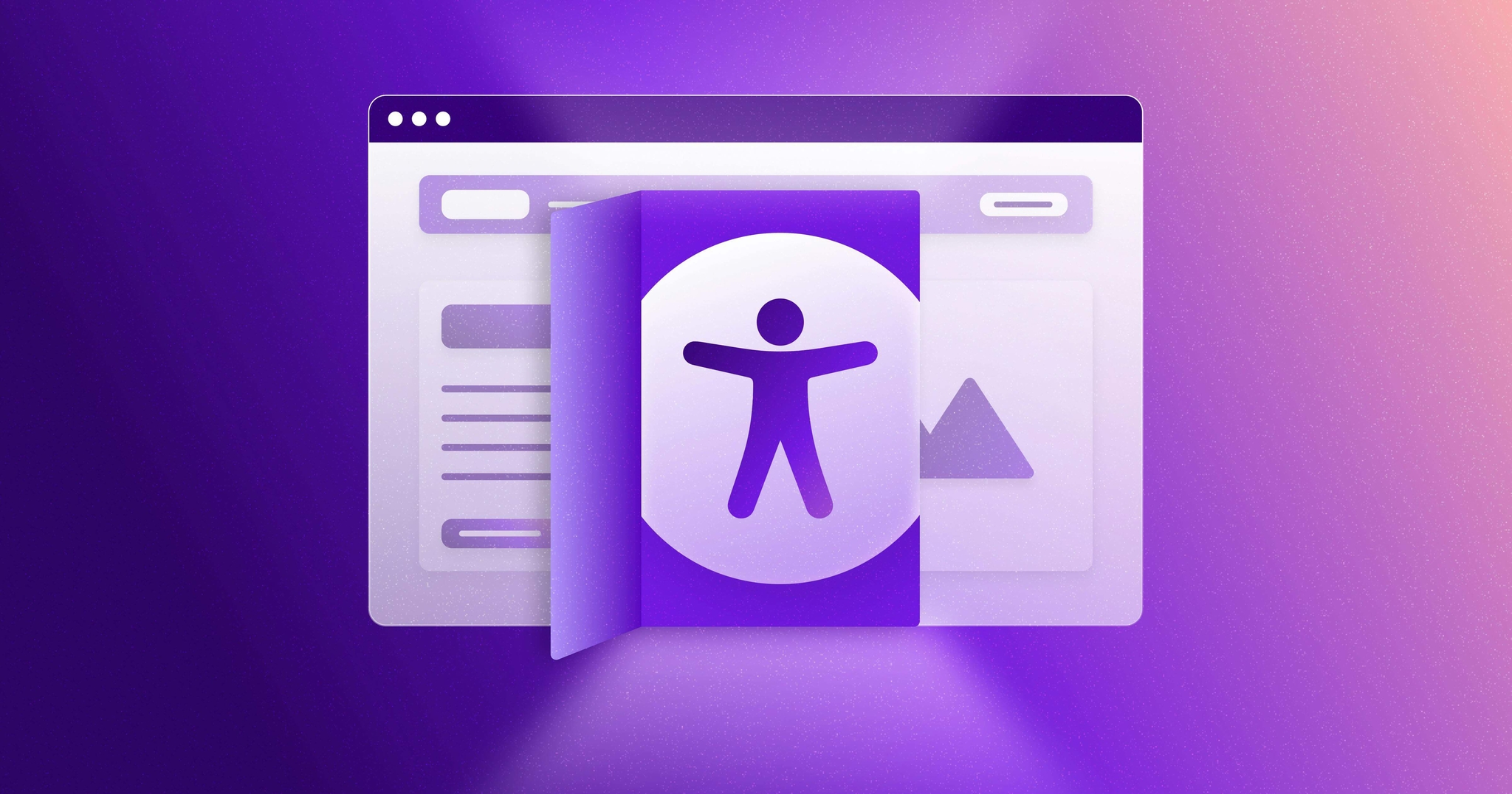 Stylized web browser with a door open to the accessibility symbol.