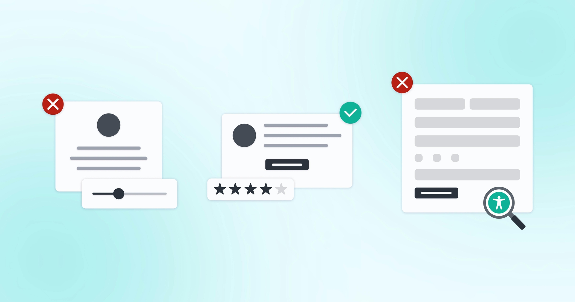 A website with a checkmark and a website with a magnifying class. 