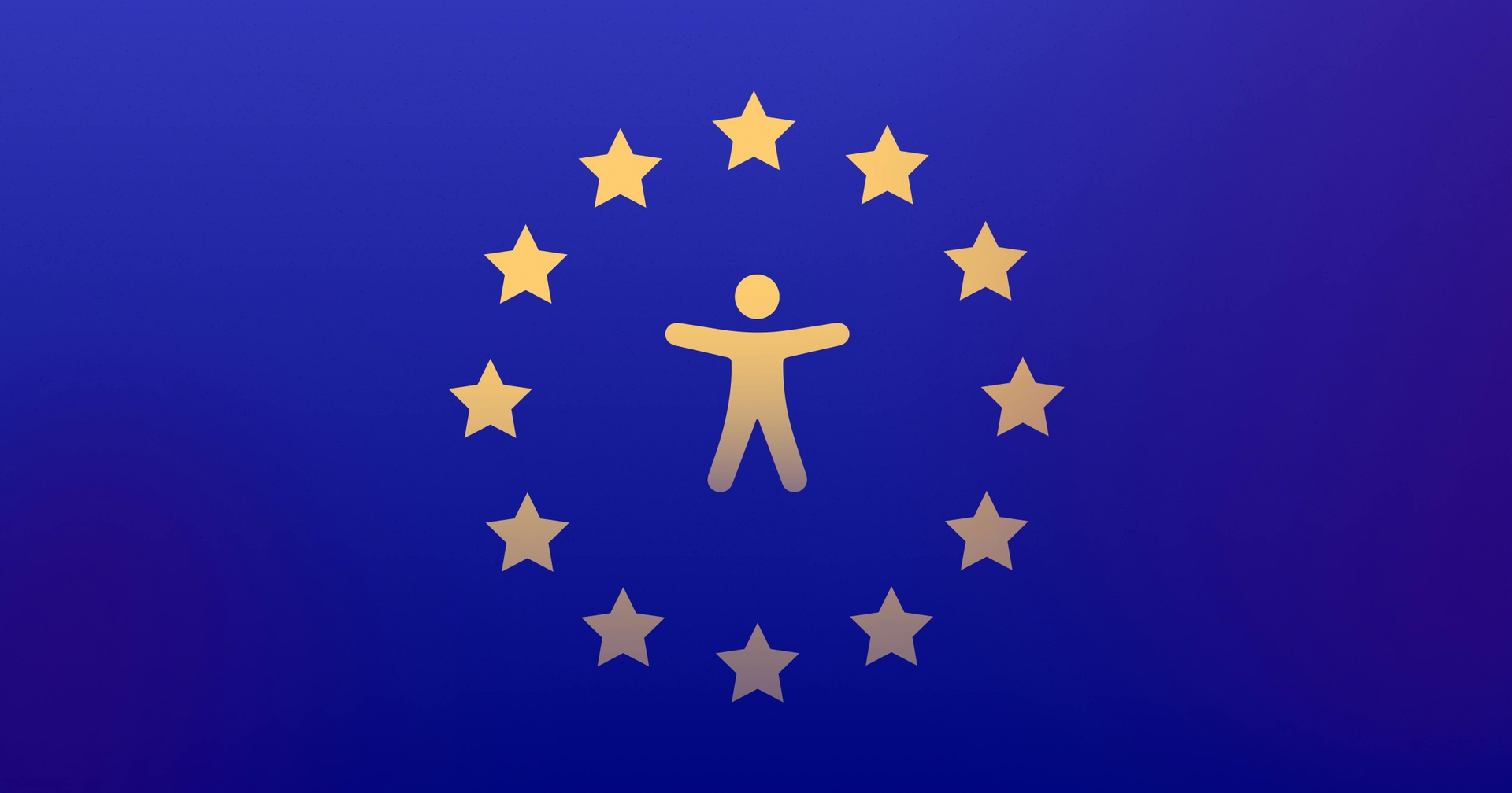The European Union logo (a circle of 12 gold stars on a blue background) with a gold accessibility icon in the middle.