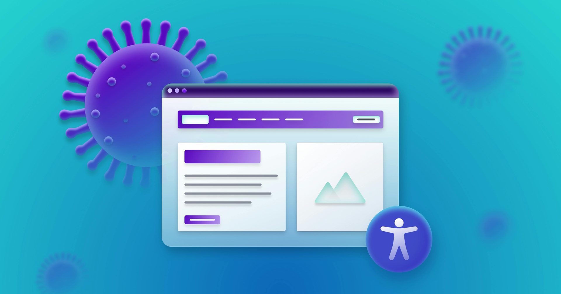 illustration of corona virus behind a browser window