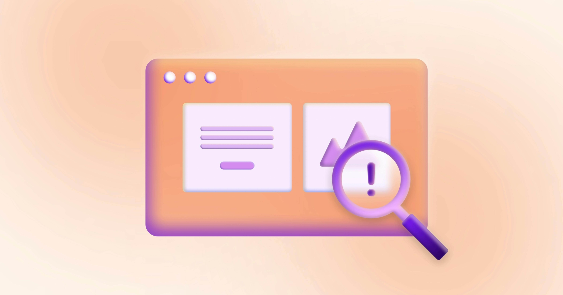 A stylized website, with a magnifying glass hovering over an image on the page.