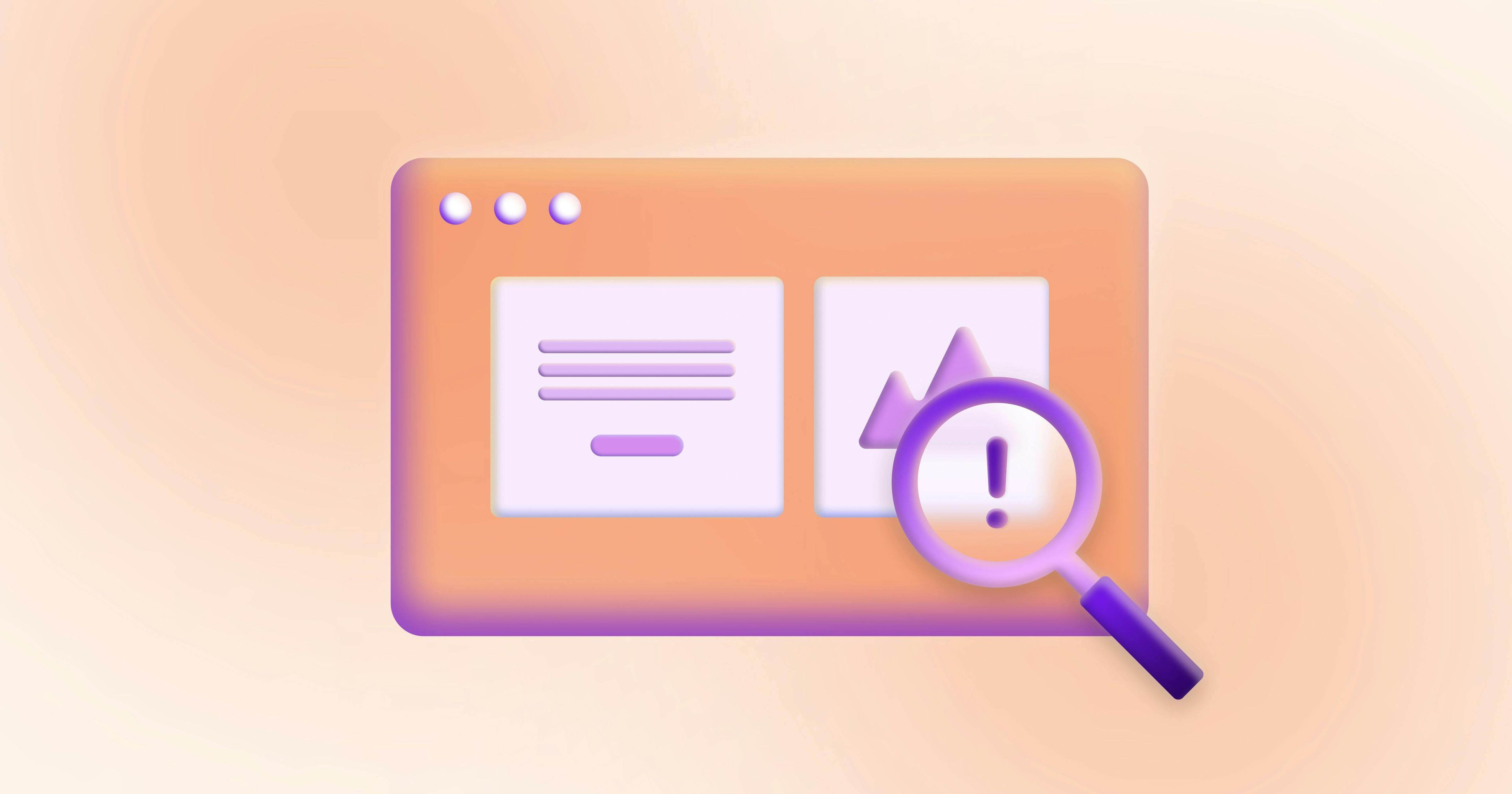 A stylized website, with a magnifying glass hovering over an image on the page.