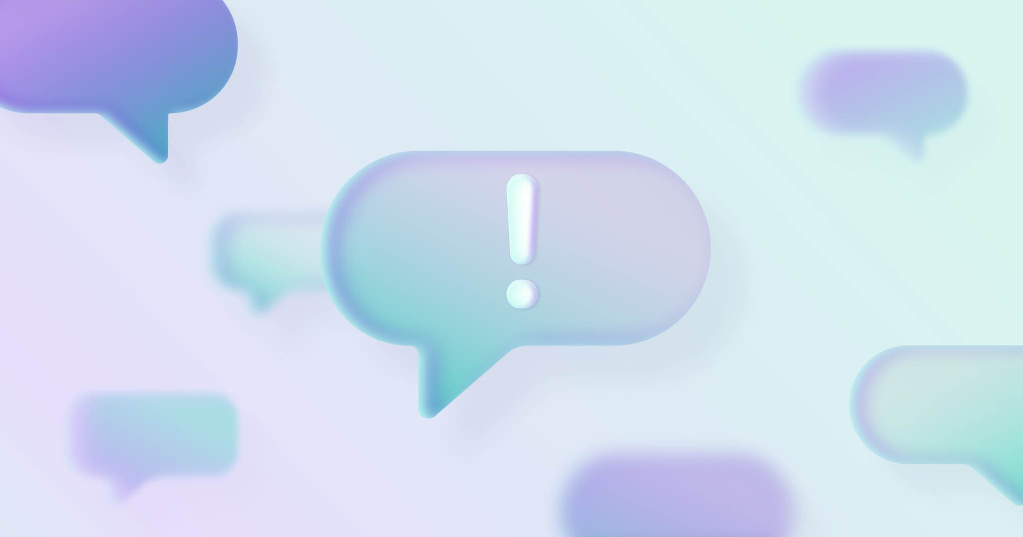 A series of speech bubbles, with an exclamation point in the center bubble.