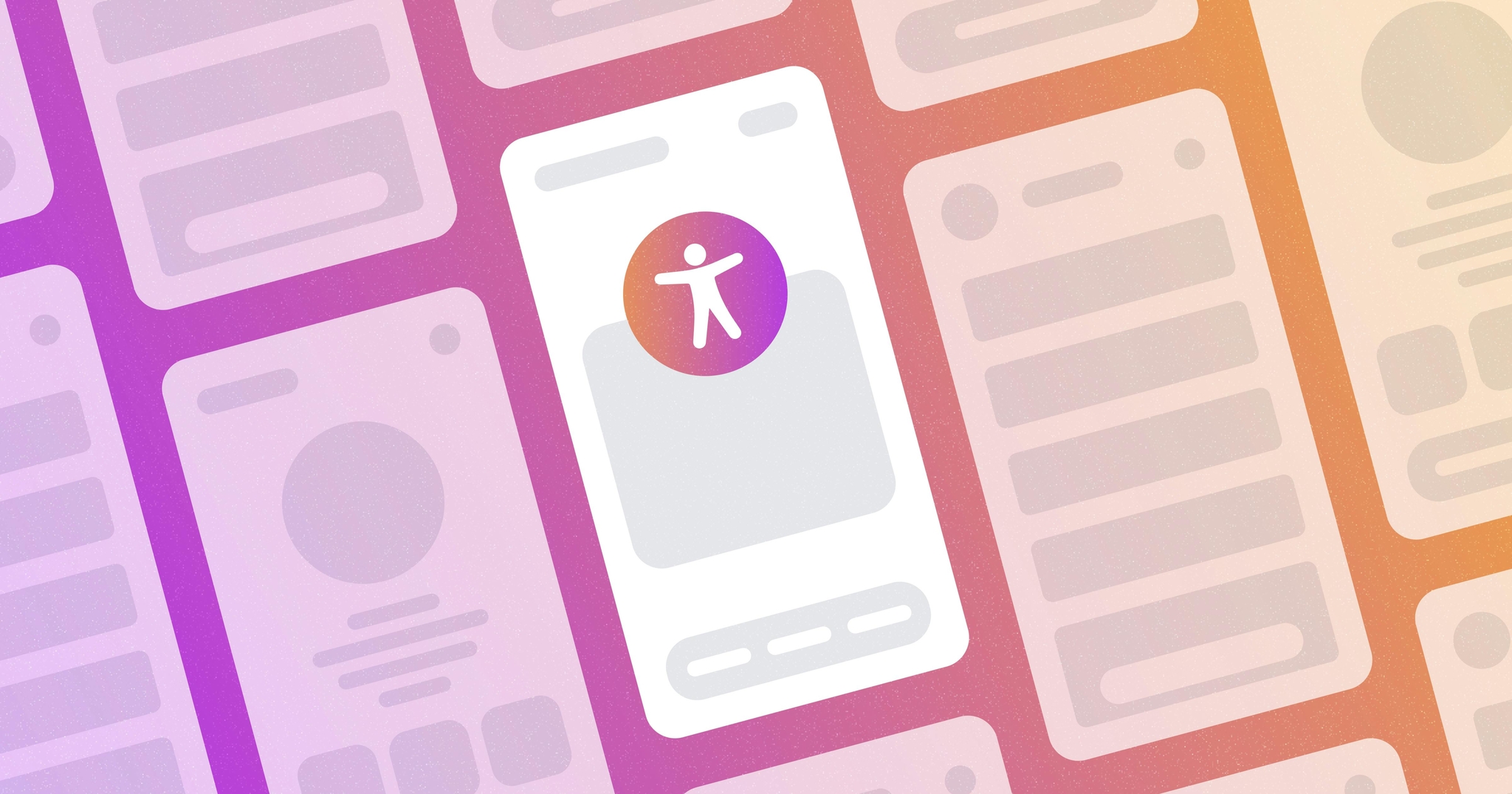 Different stylized mobile browsers with accessibility symbol in the middle.