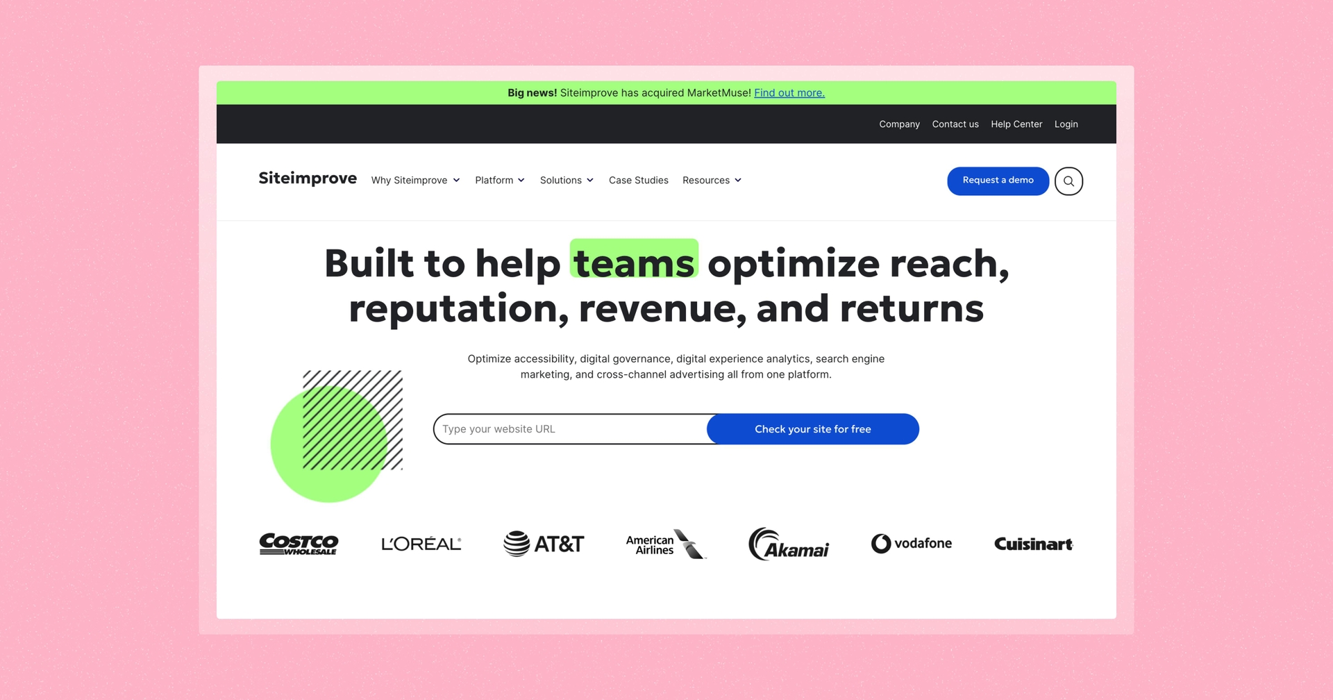 Screenshot of Siteimprove homepage.