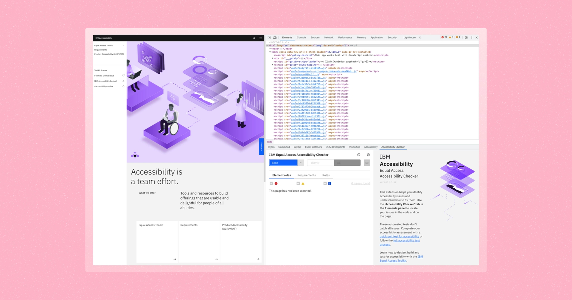 Screenshot of IBM Equal Access Accessibility Checker homepage.