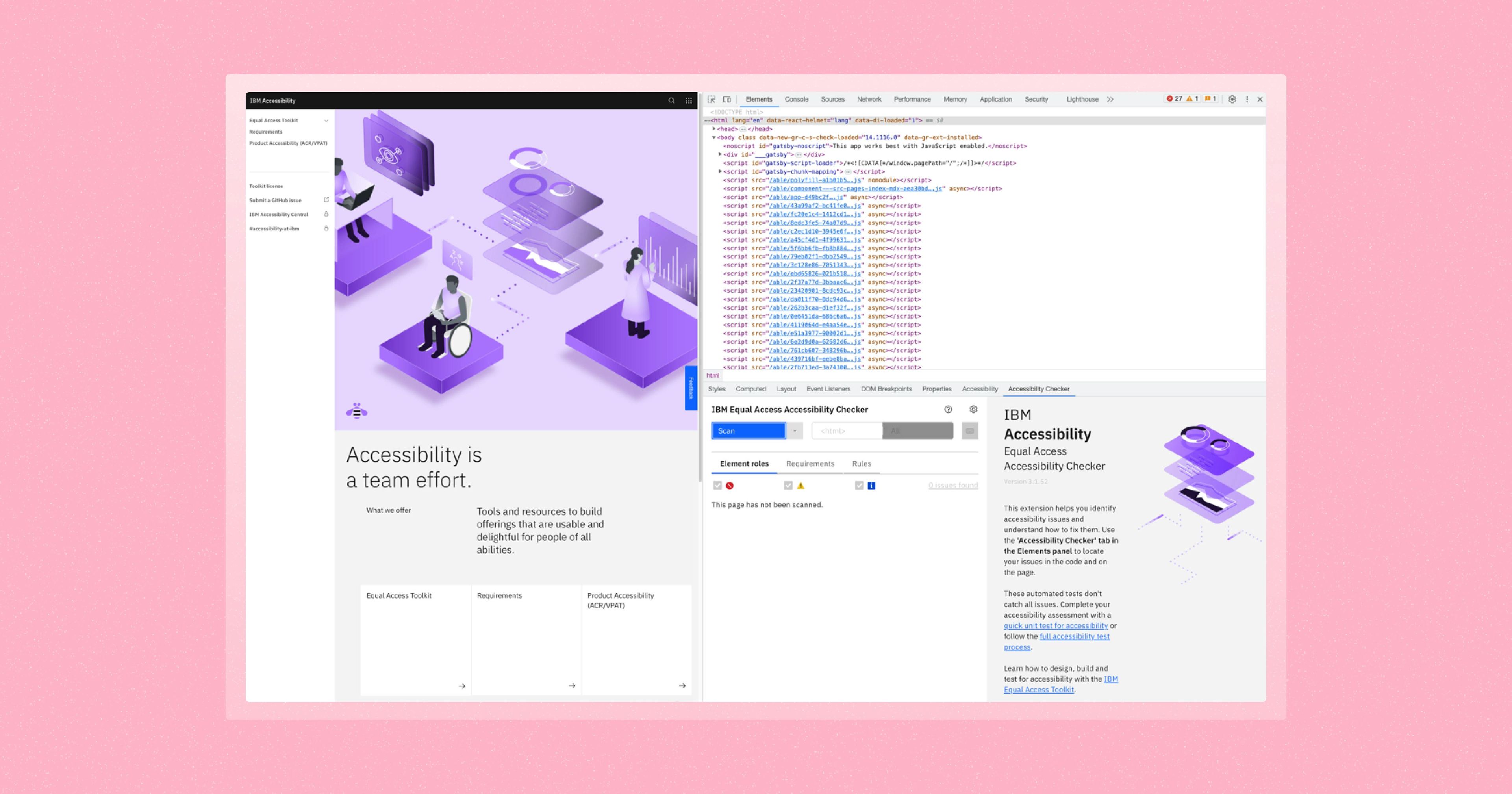 Screenshot of IBM Equal Access Accessibility Checker homepage.