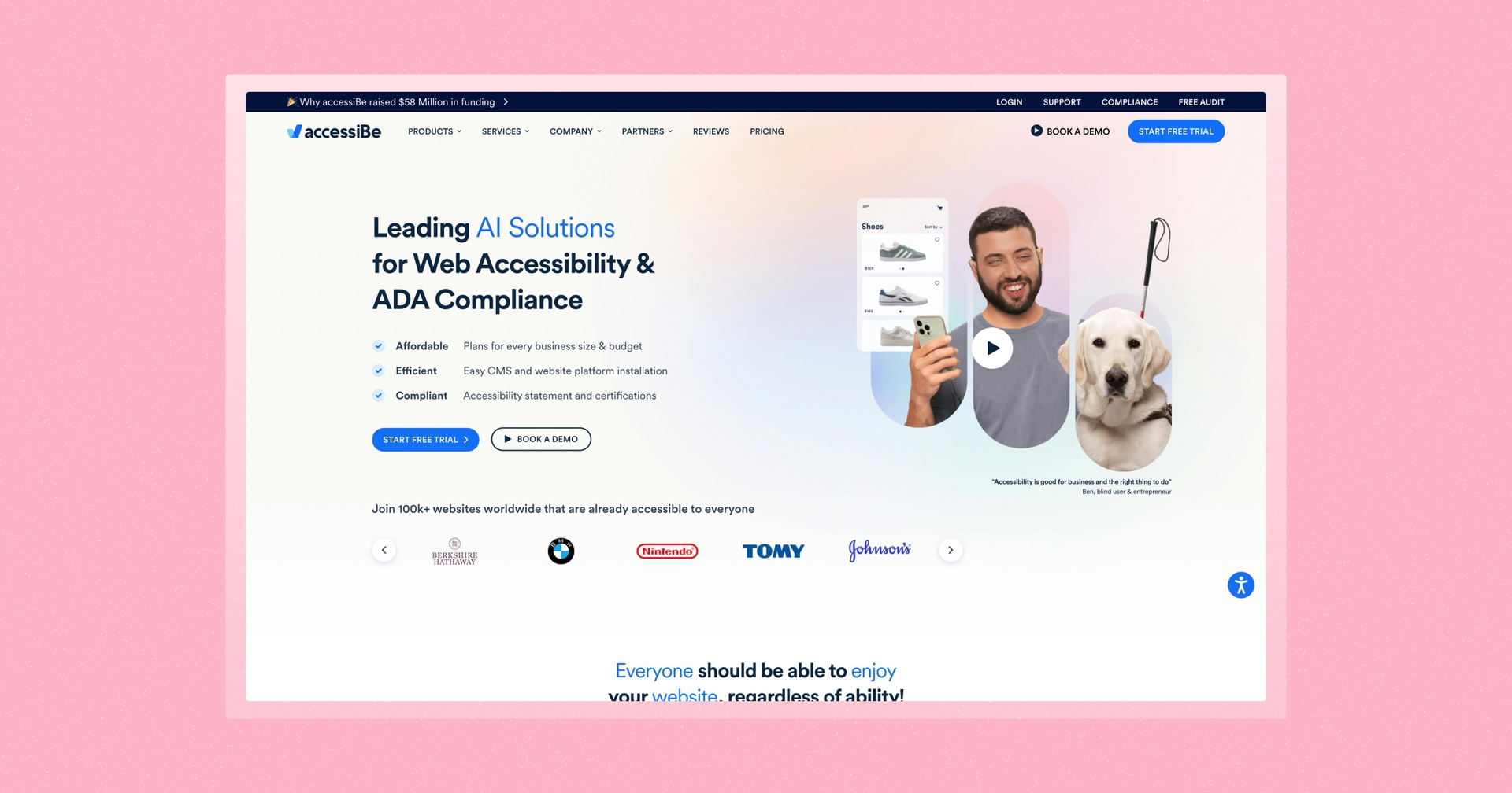 screenshot of accessibe homepage