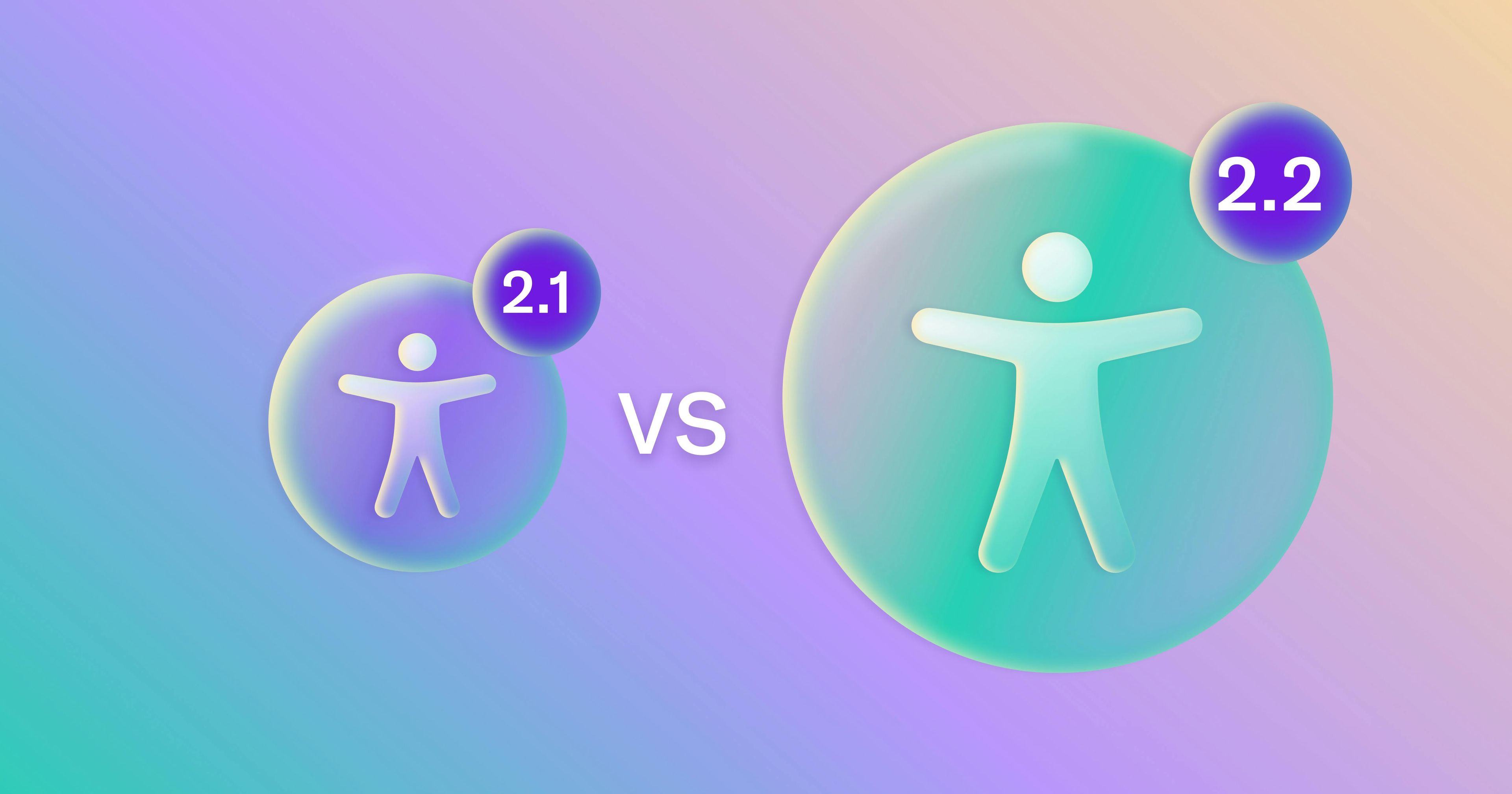 Icono de accesibilidad con la etiqueta 2.1 junto a un icono de accesibilidad con la etiqueta 2.2