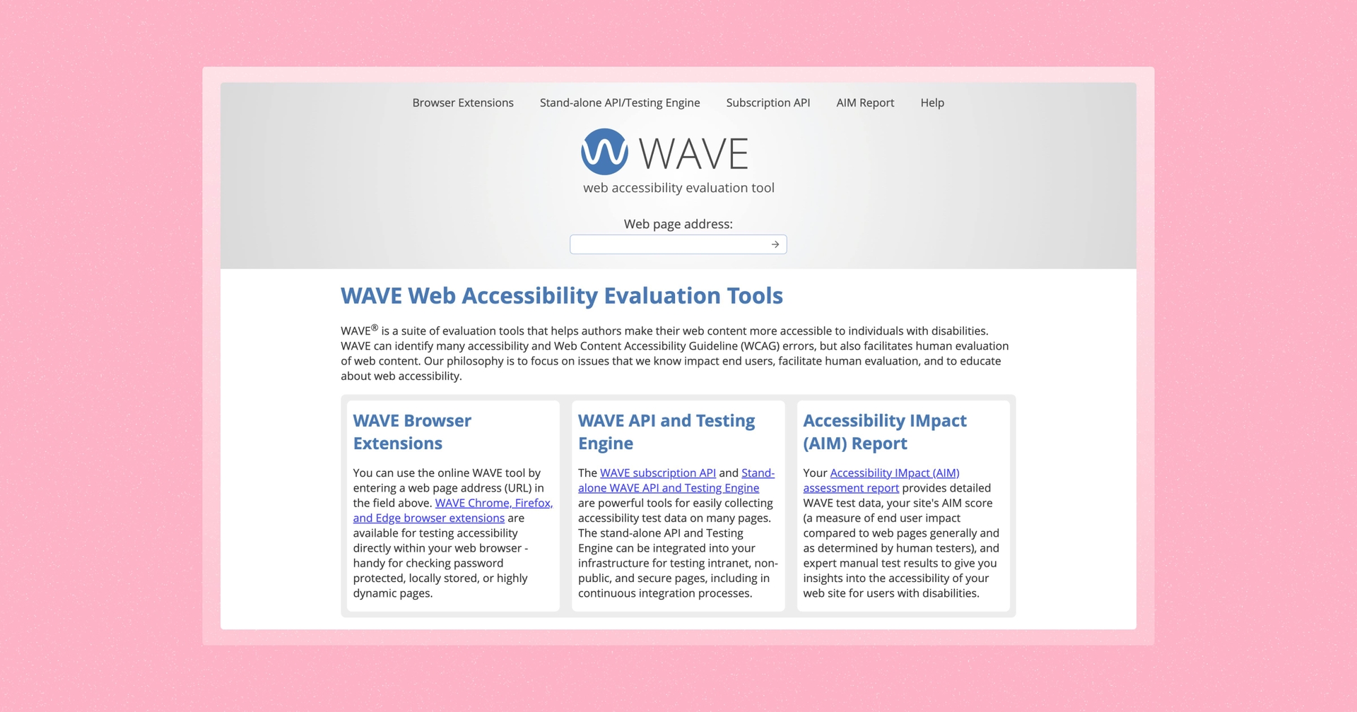 screenshot of wave web accessibility tool