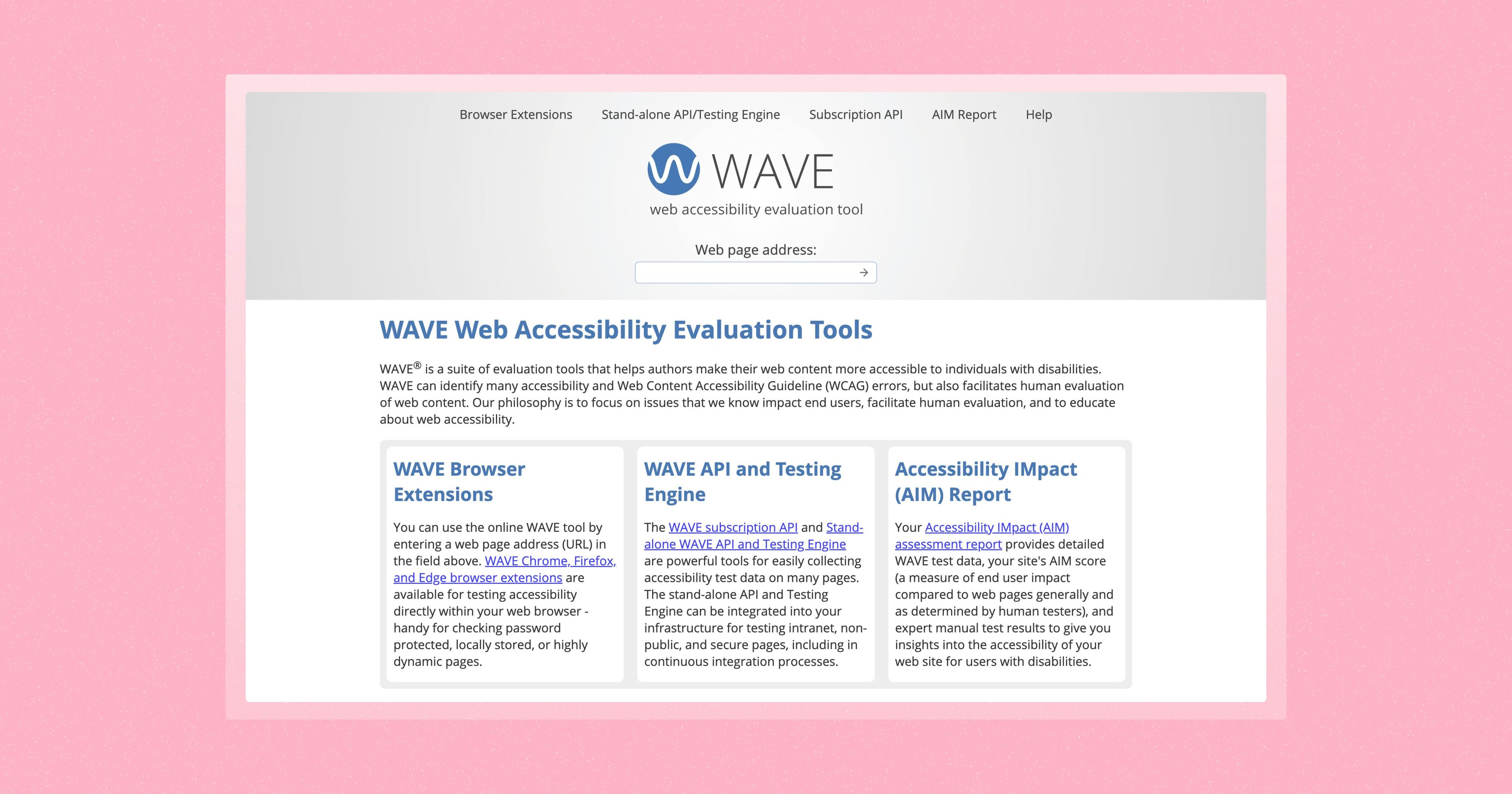 screenshot of wave web accessibility tool