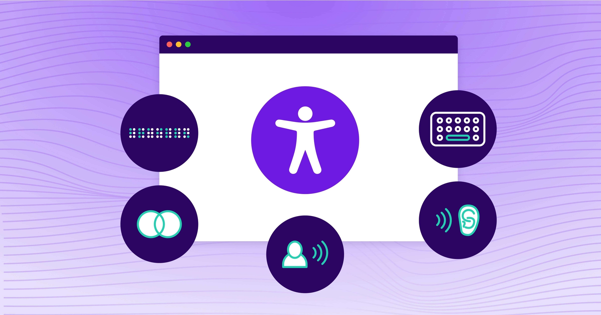 A series of icons representing different assistive technologies