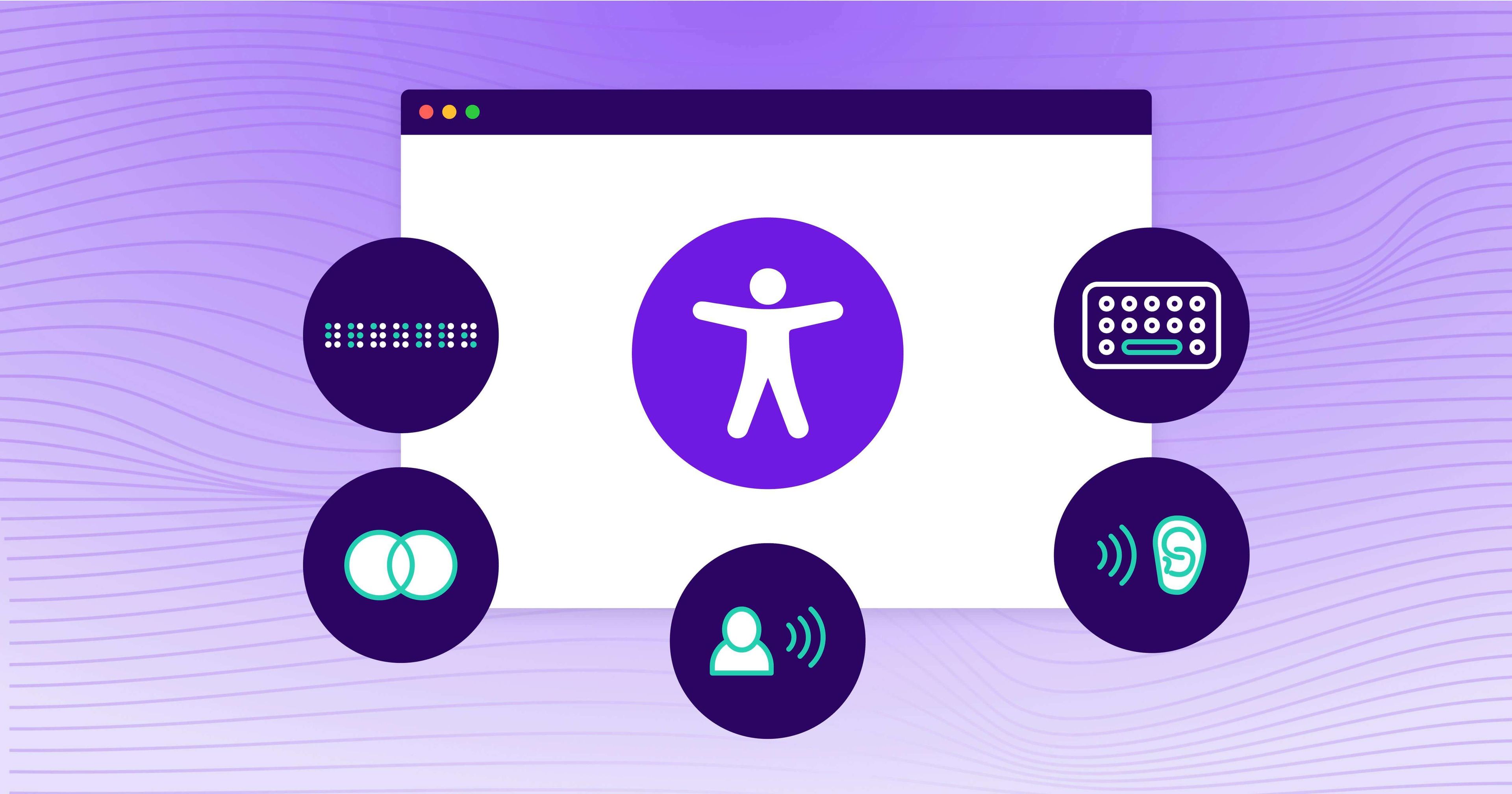 A series of icons representing different assistive technologies