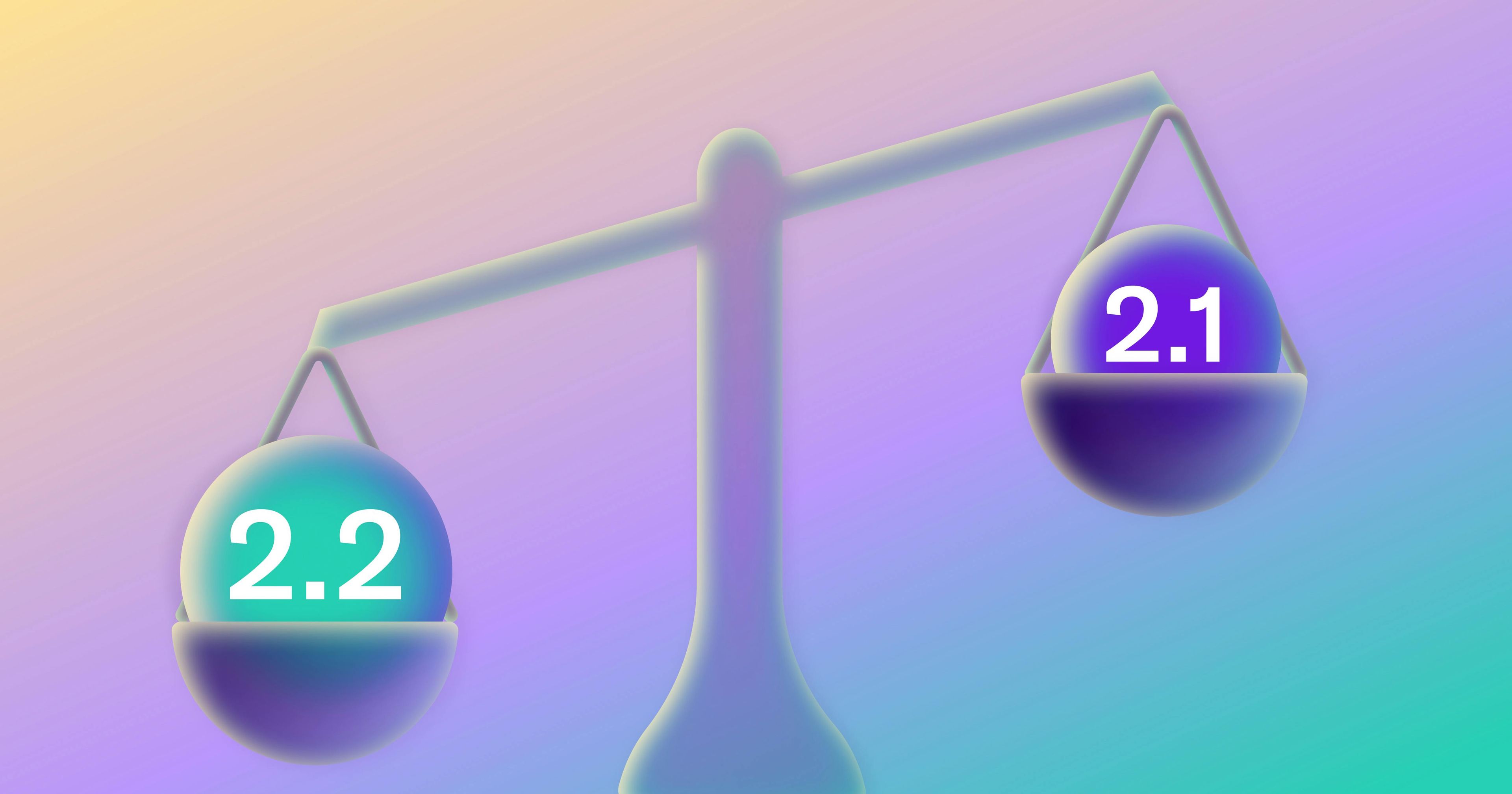 Balanza de la justicia sosteniendo los iconos de WCAG 2.2 y WCAG 2.1