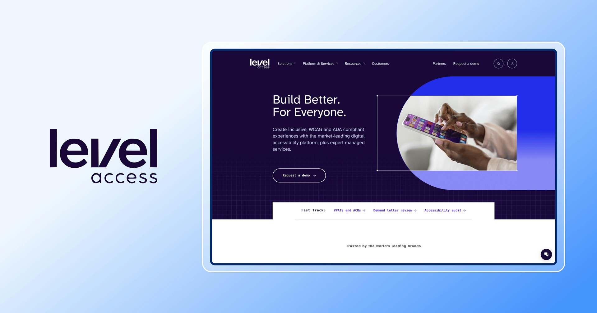 Screenshot of Level Access homepage with Level Access logo next to it.