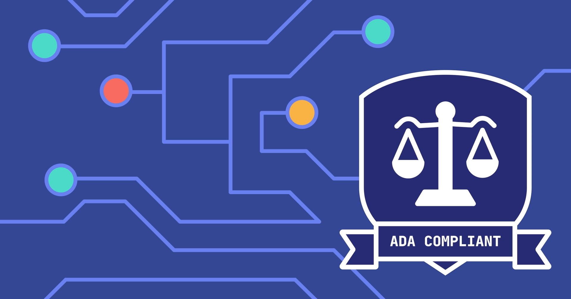 Balanced scale with 'ADA Compliant' written underneath against a code grid.