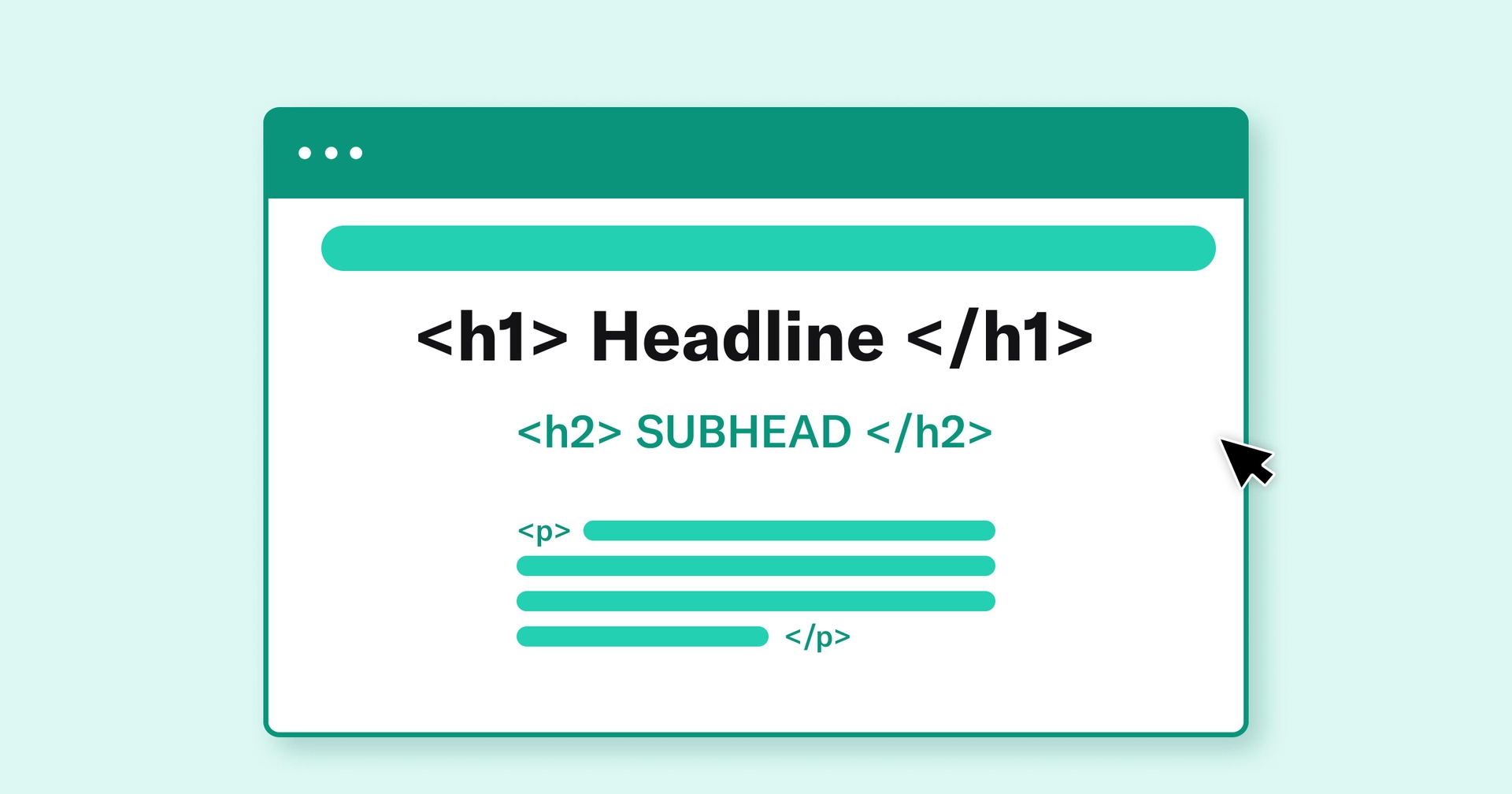 A green broswer window with some HTML text on it