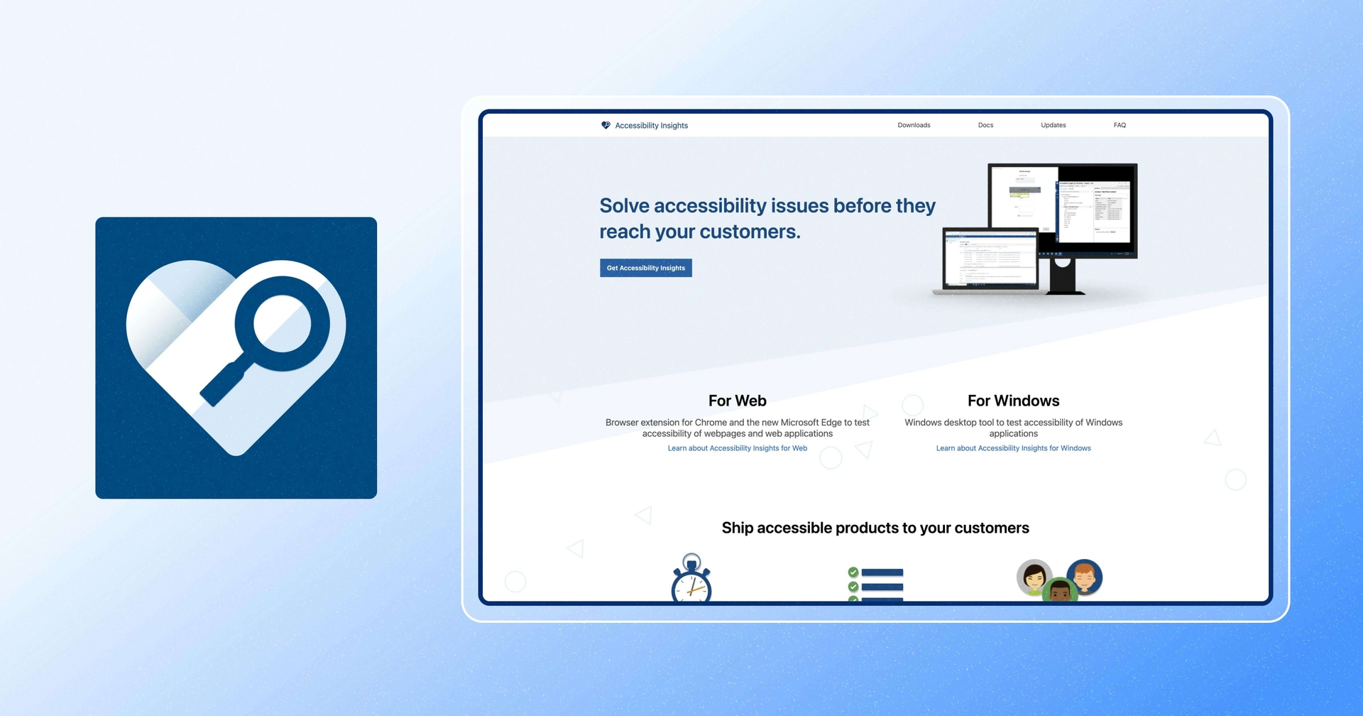 Screenshot of Microsoft Accessibility Insights with the company logo next to it.
