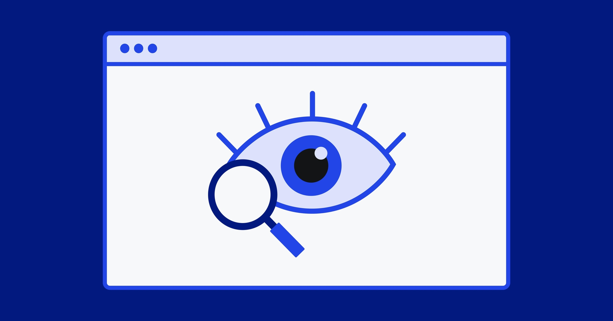 Web browser with an eye icon and a magnifying glass icon