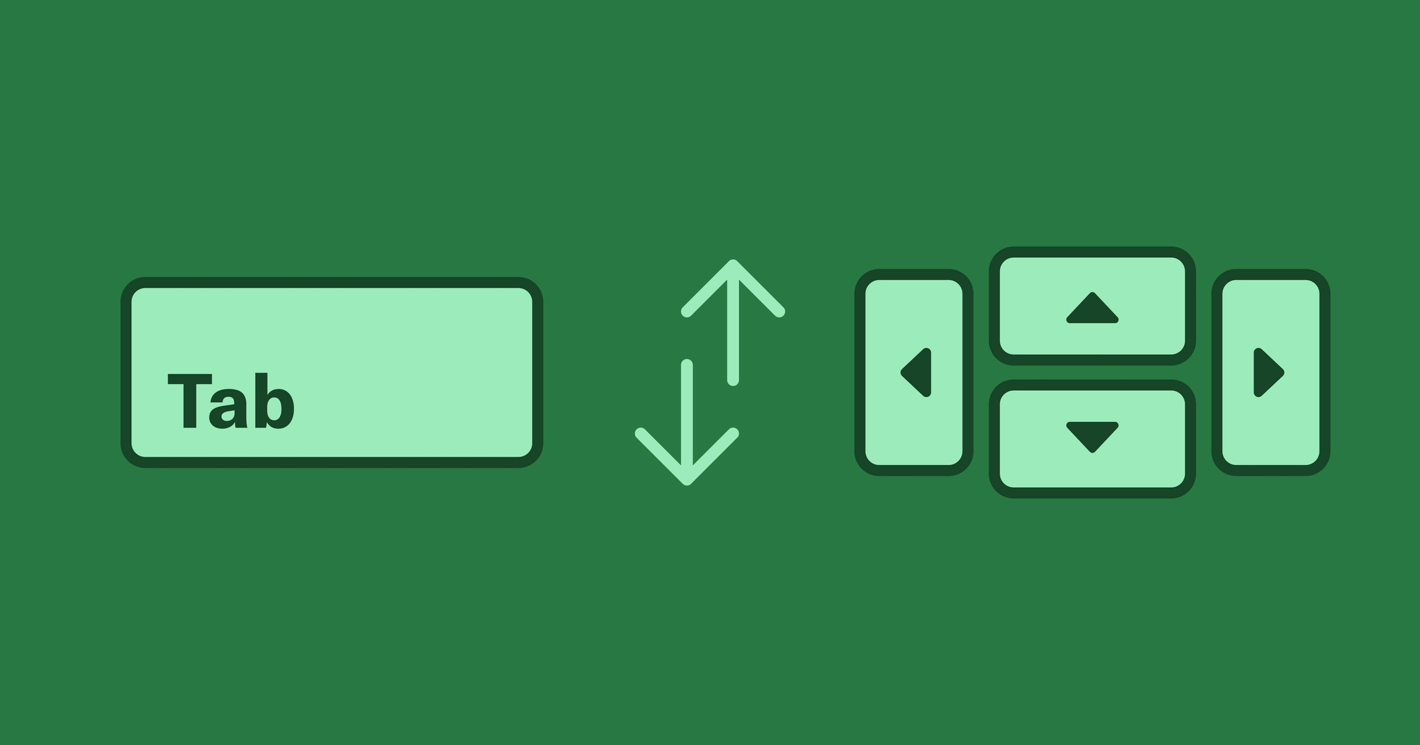 Keyboard tab key and up and down and right and left arrow buttons