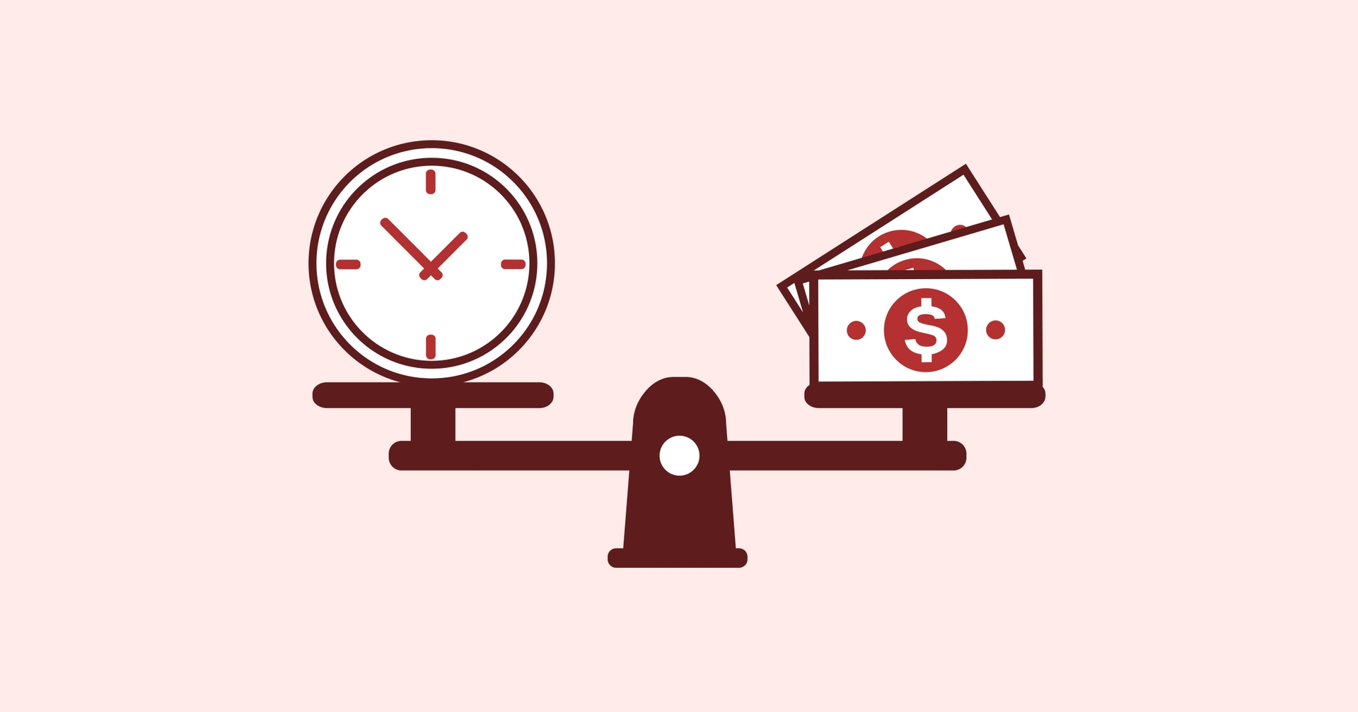 A scale with an analog clock on one side and money on the other.