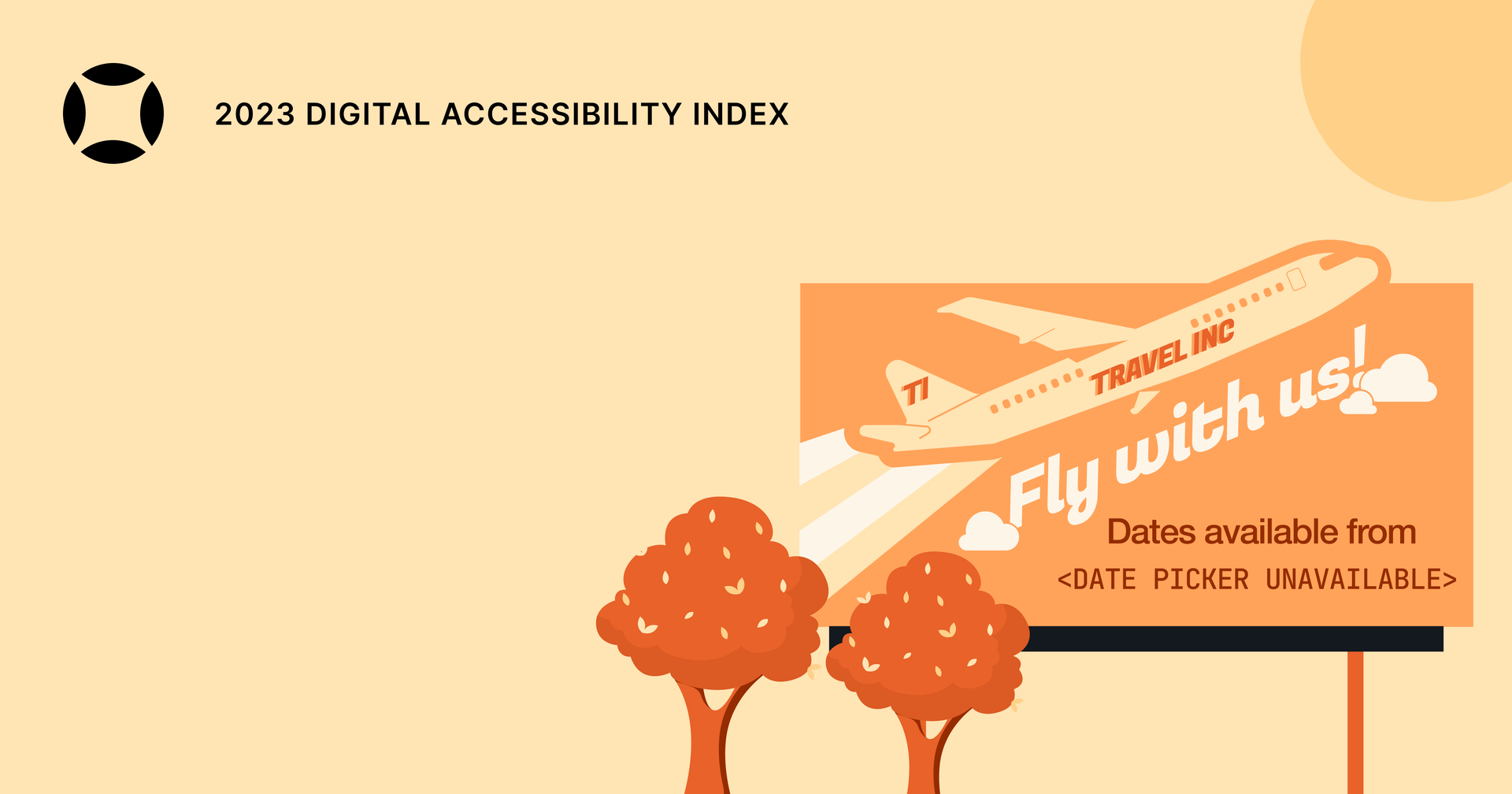 Illustrated billboard with airplane reads "Dates available from" with date picker error code