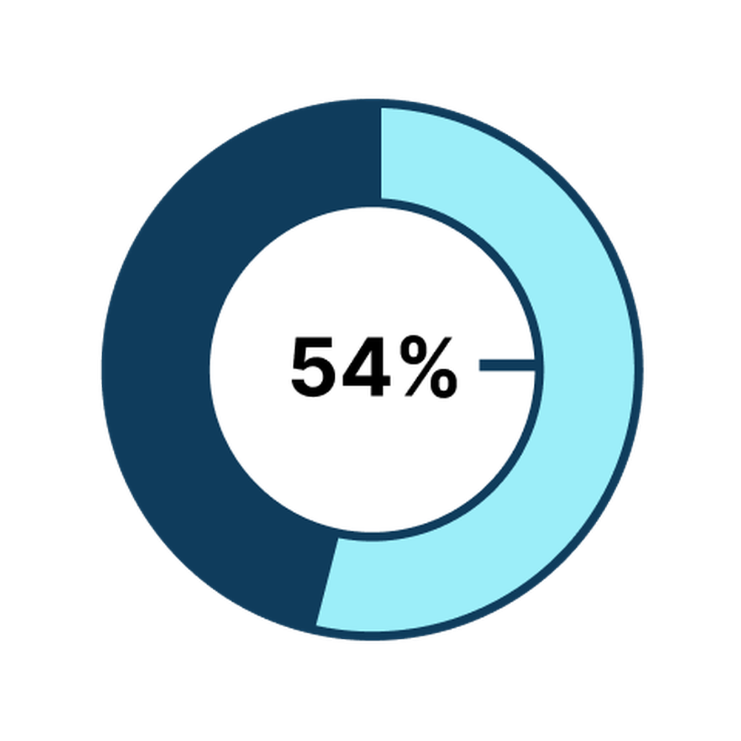 piechart highlighting 54%