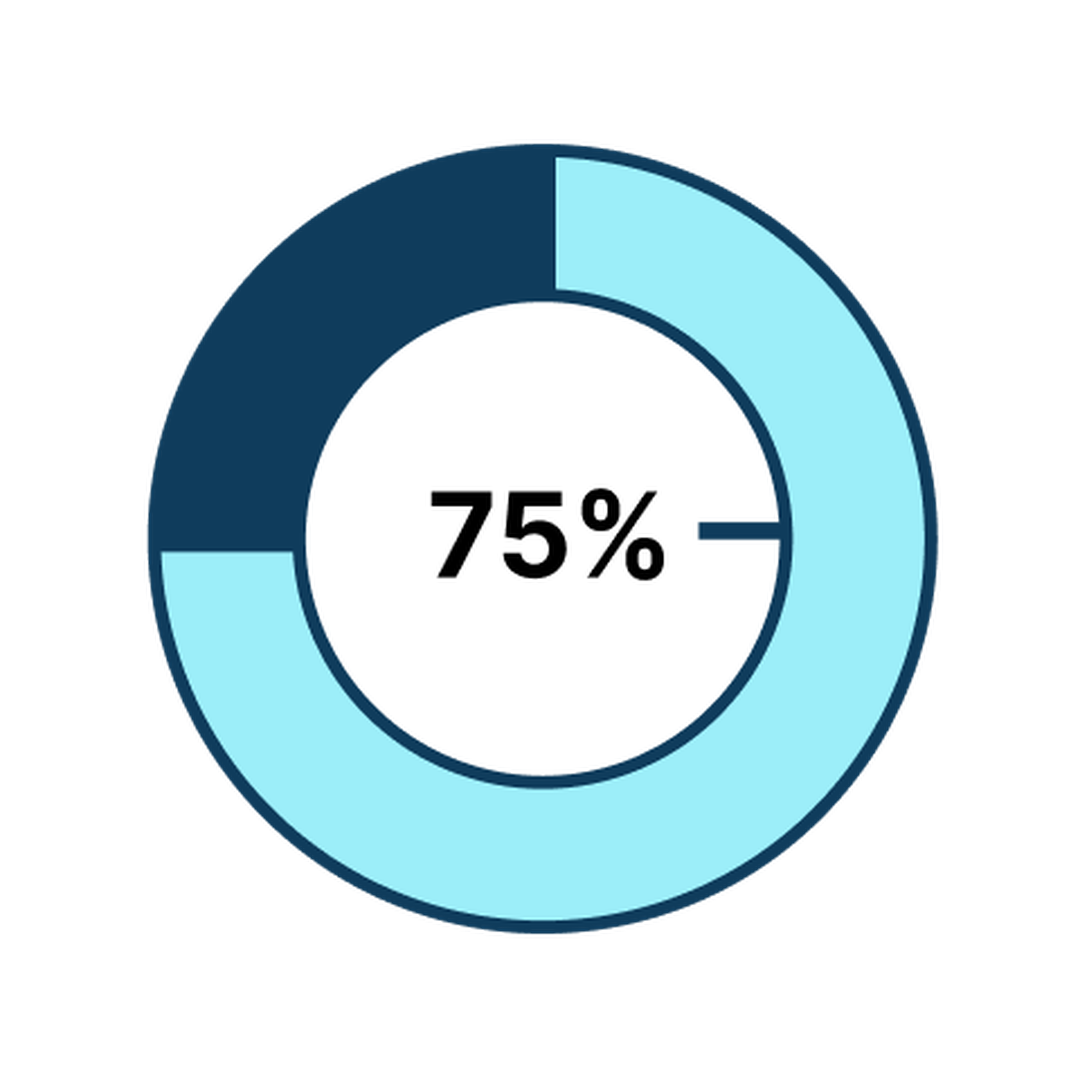 piechart highlighting 75%