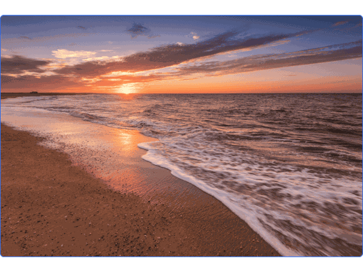 Beach at sunset in Delaware.