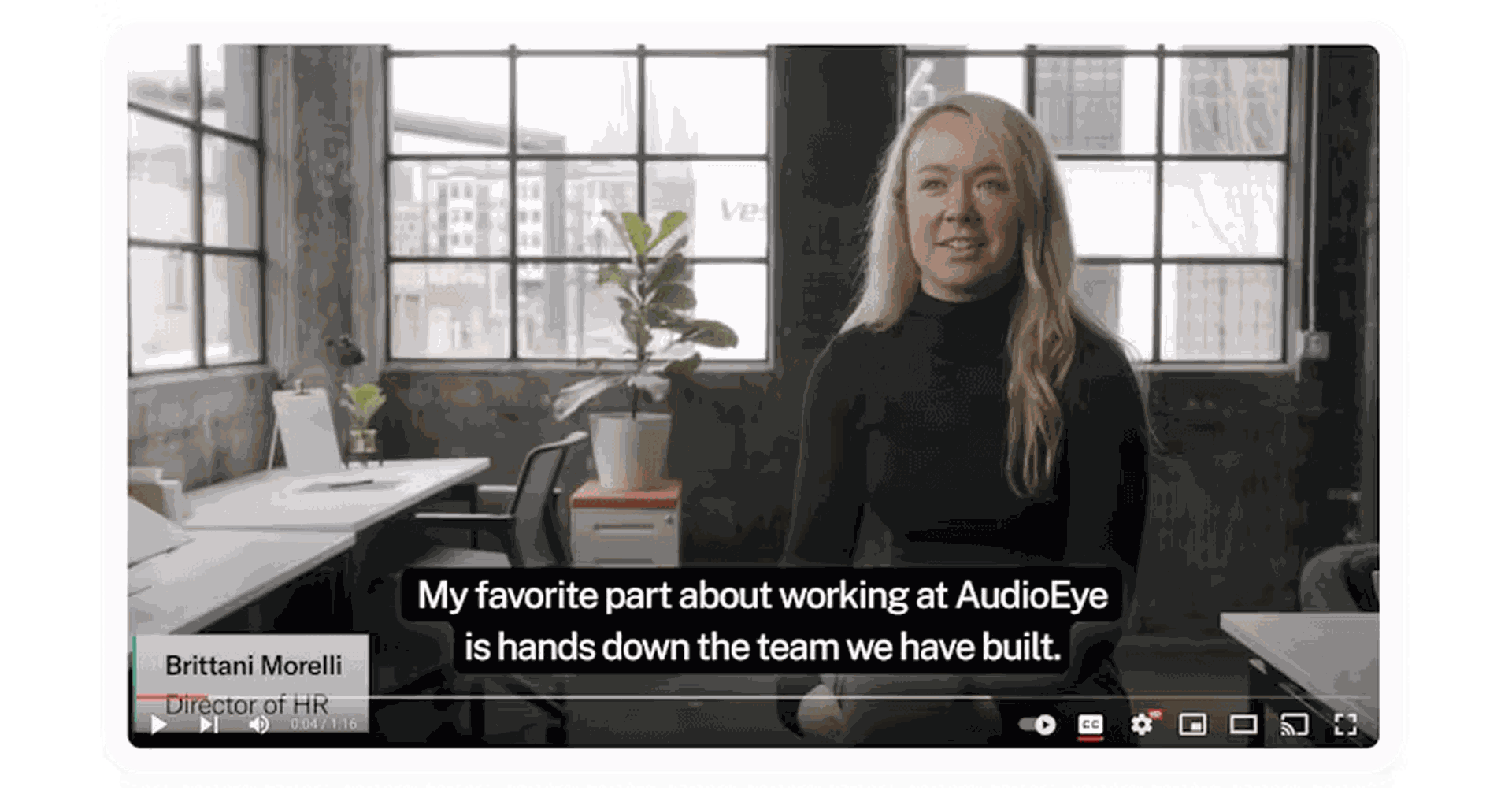 screenshot of youtube video of audioeye team