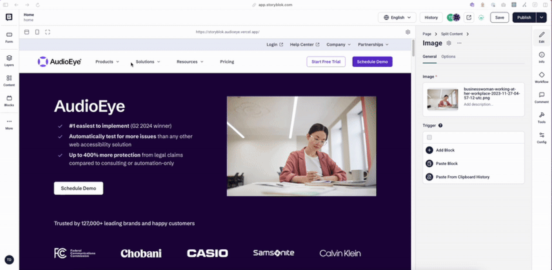 gif showing visual editor