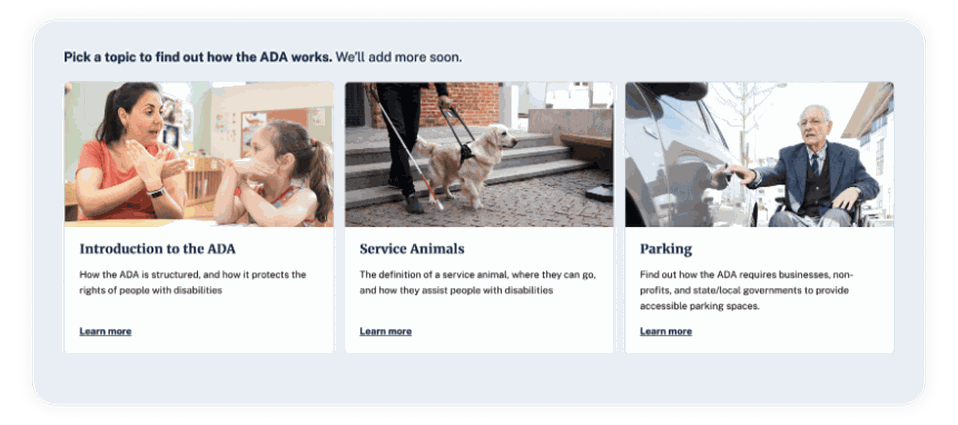 A series of images. One shows a teacher and a student sitting at a table signing to one another