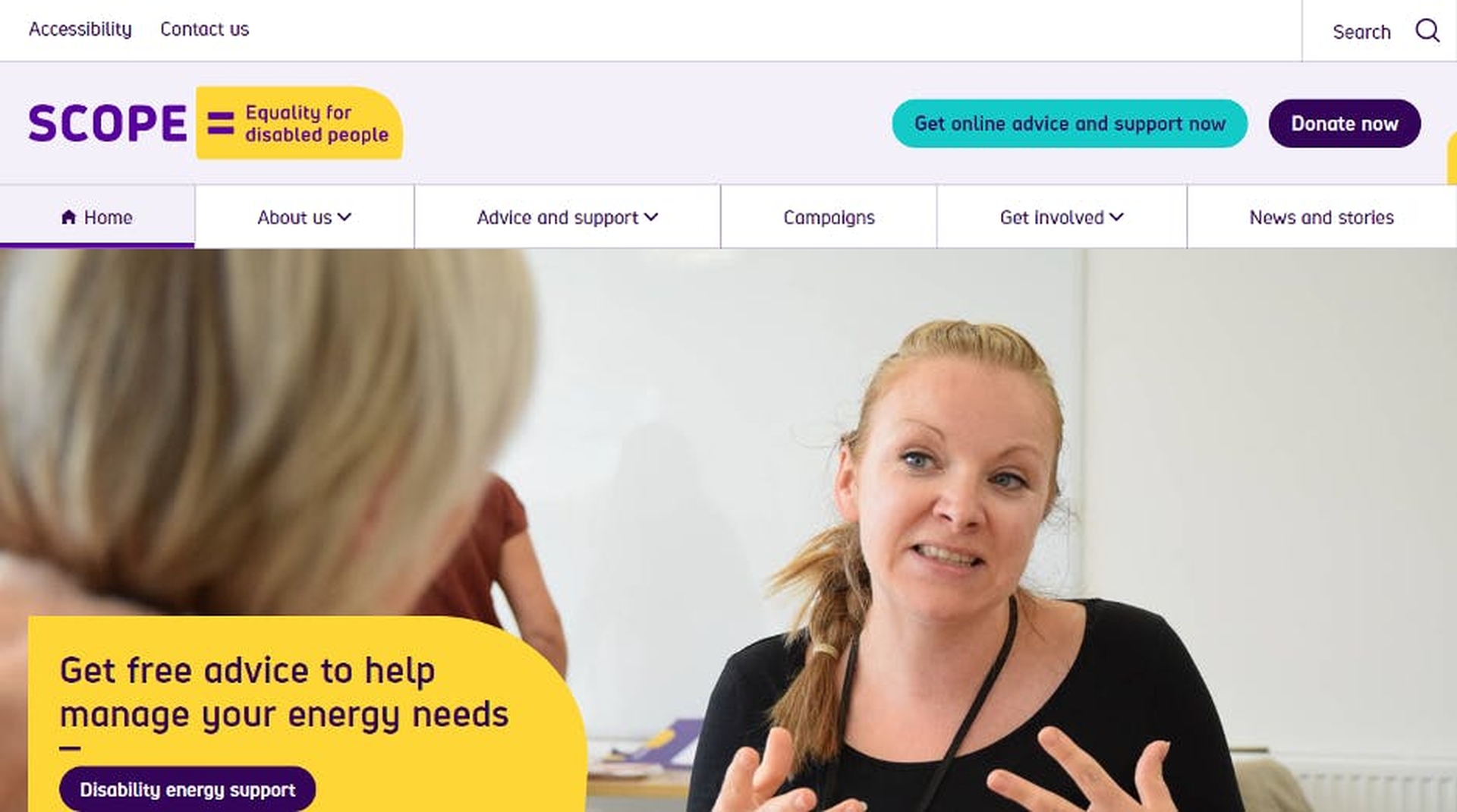 Scope - Equality for disabled people homepage screenshot