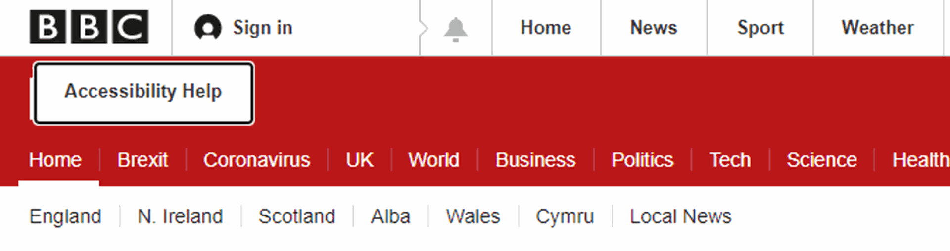 BBC - Accessibility Help webpage screenshot