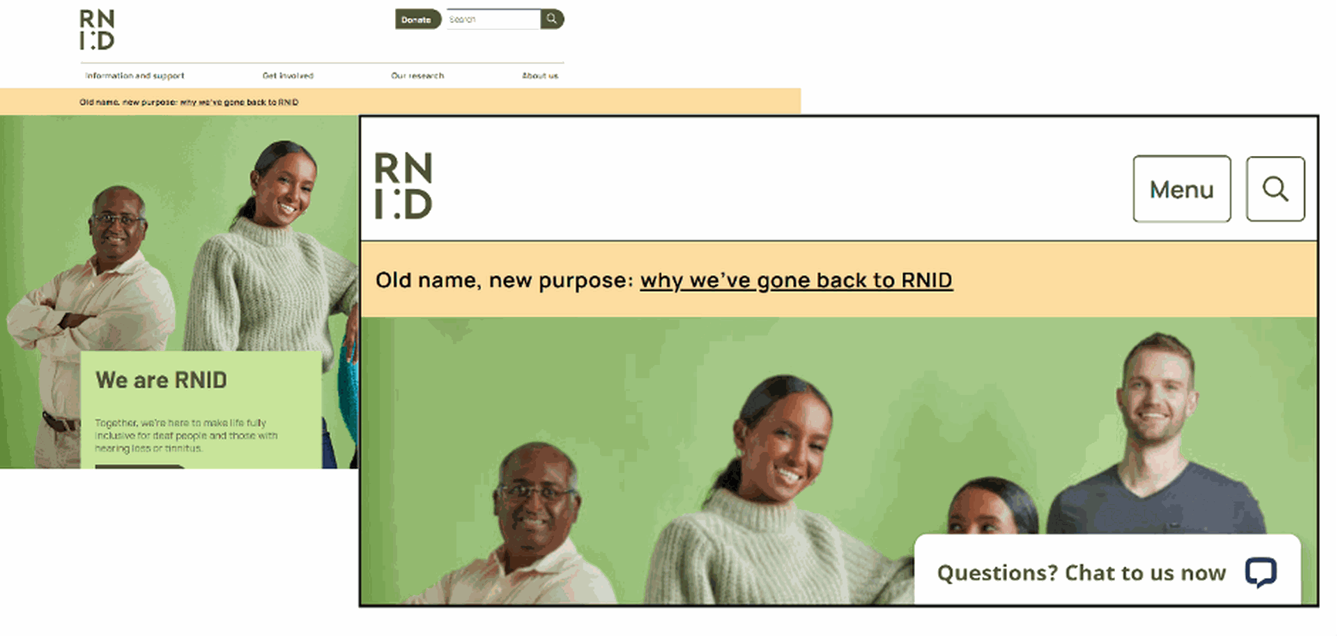 RNID homepage screenshot